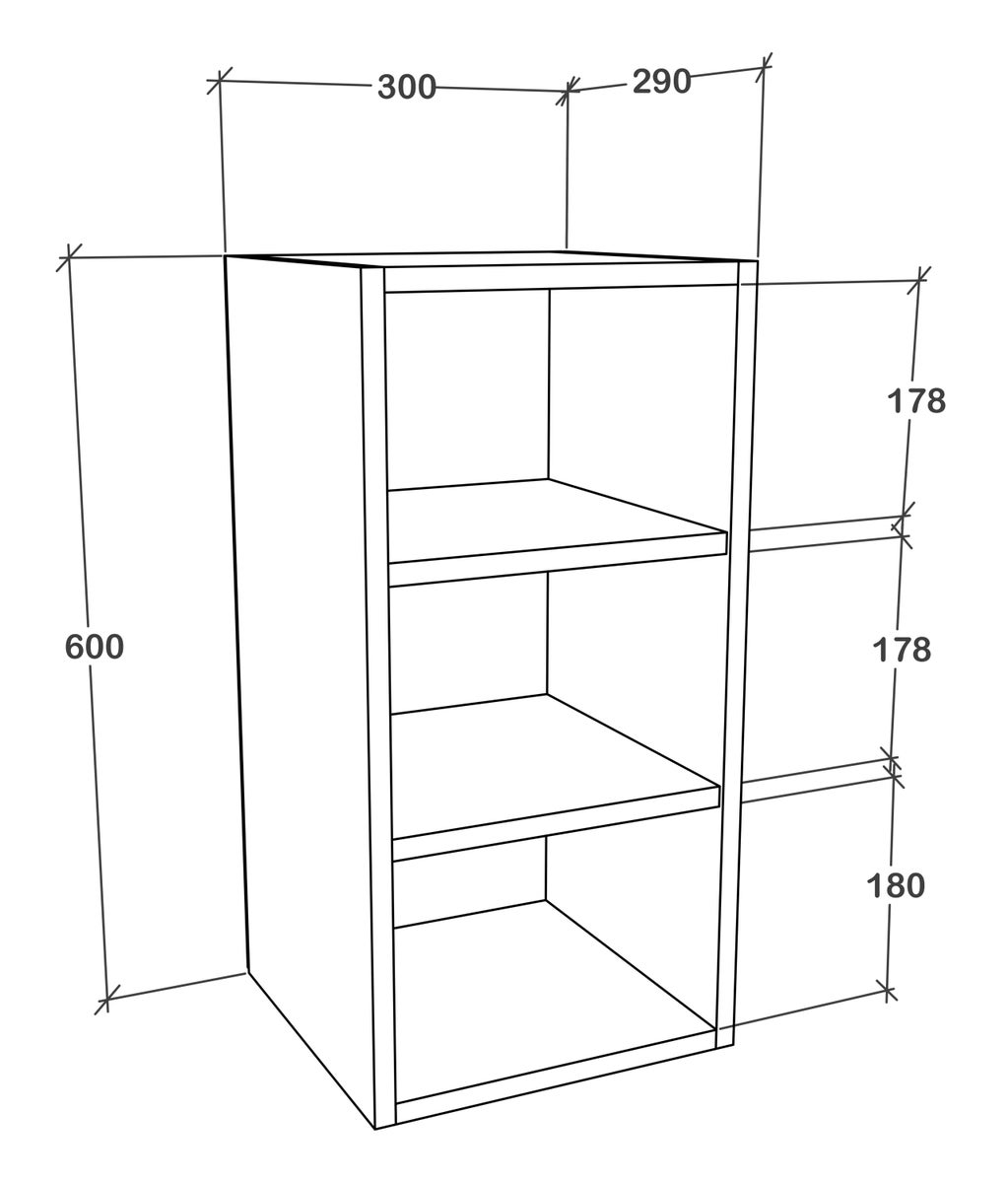Wandplank 30 cm, Esilo keukenwandkast, wit