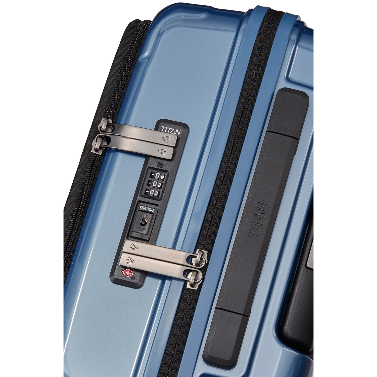 TITAN Litron 4 Wheel Trolley S Frontpocket ice blue
