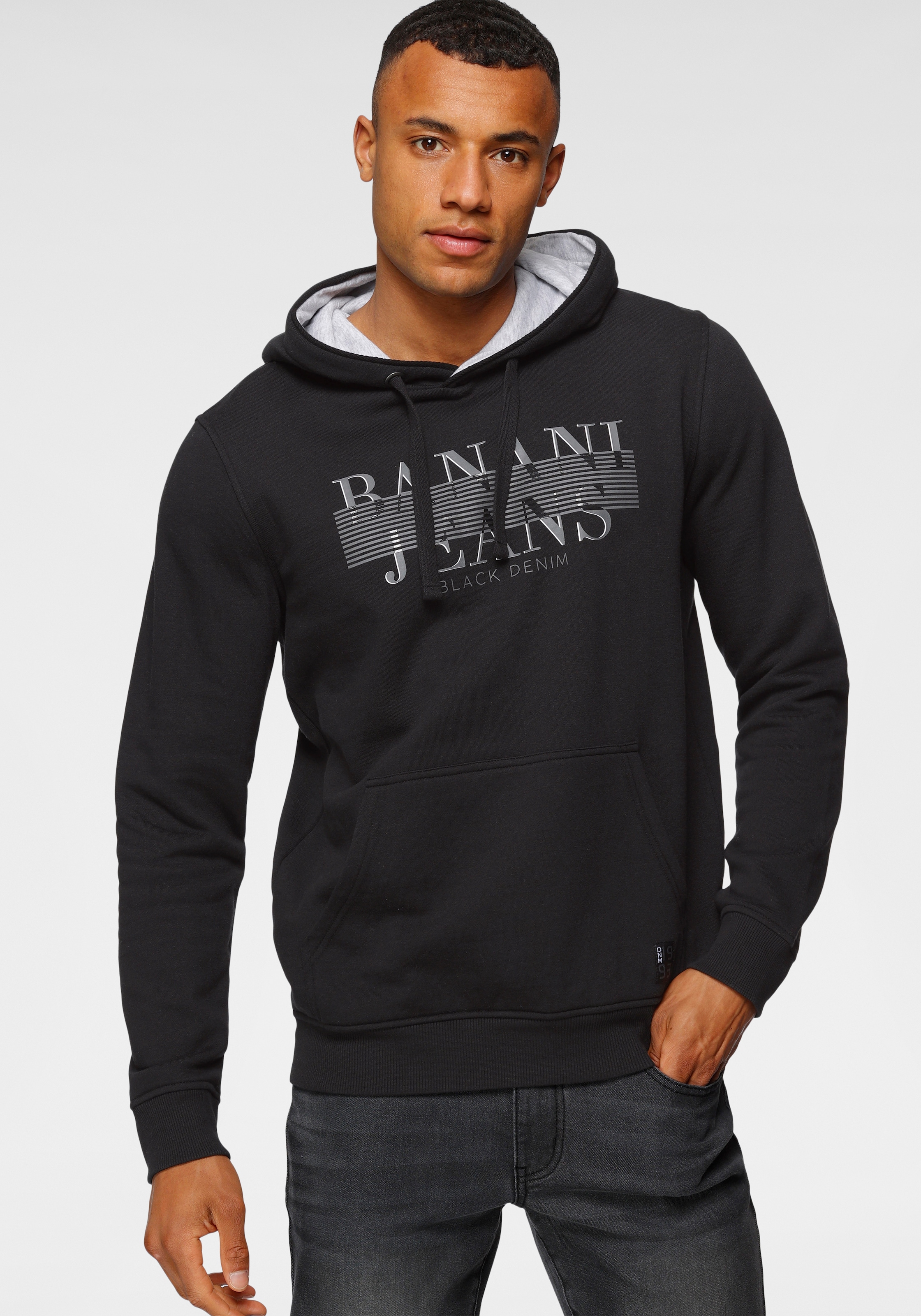 Bruno Banani Kapuzensweatshirt , schmale Passform,  bedrucktes Design,  aus Baumwollmischung