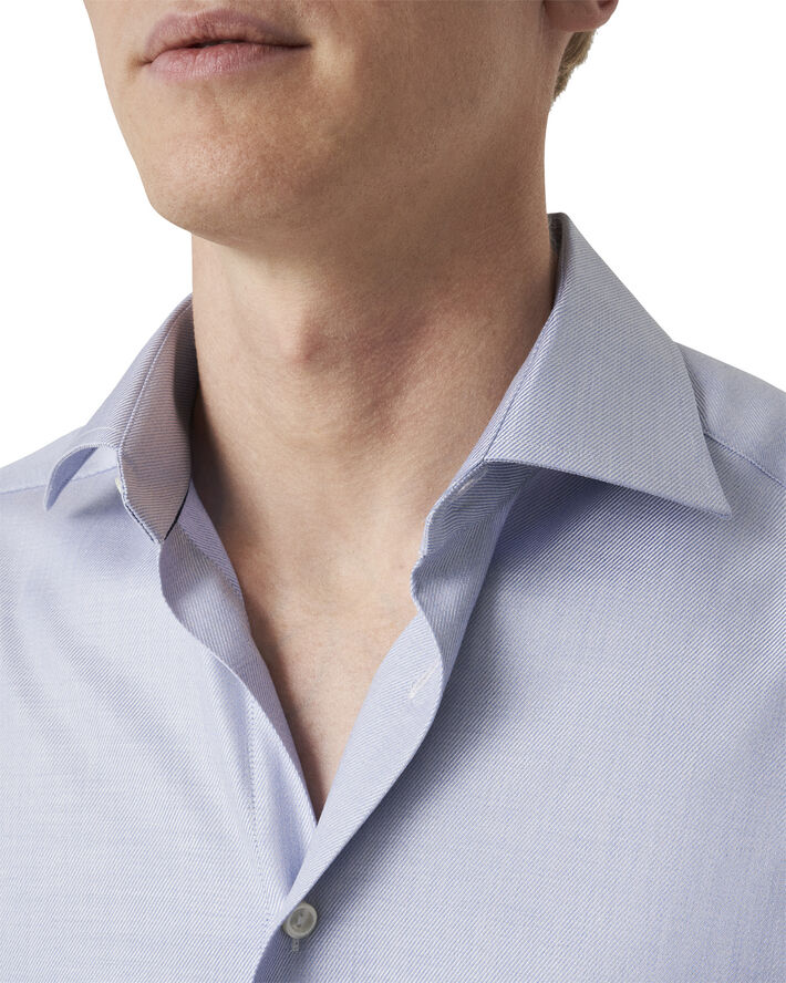 ETON Slim Fit Dark Blue Mélange Solid Cotton Tencel Lyocell Shirt Blå