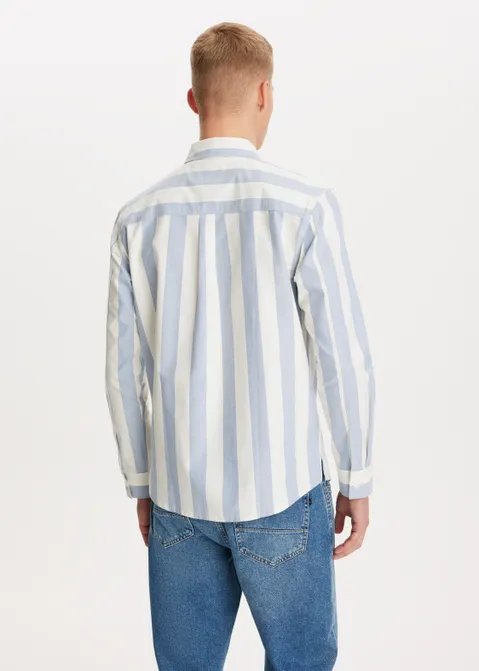 Gestreept overhemd oxford blauw (BLW)
