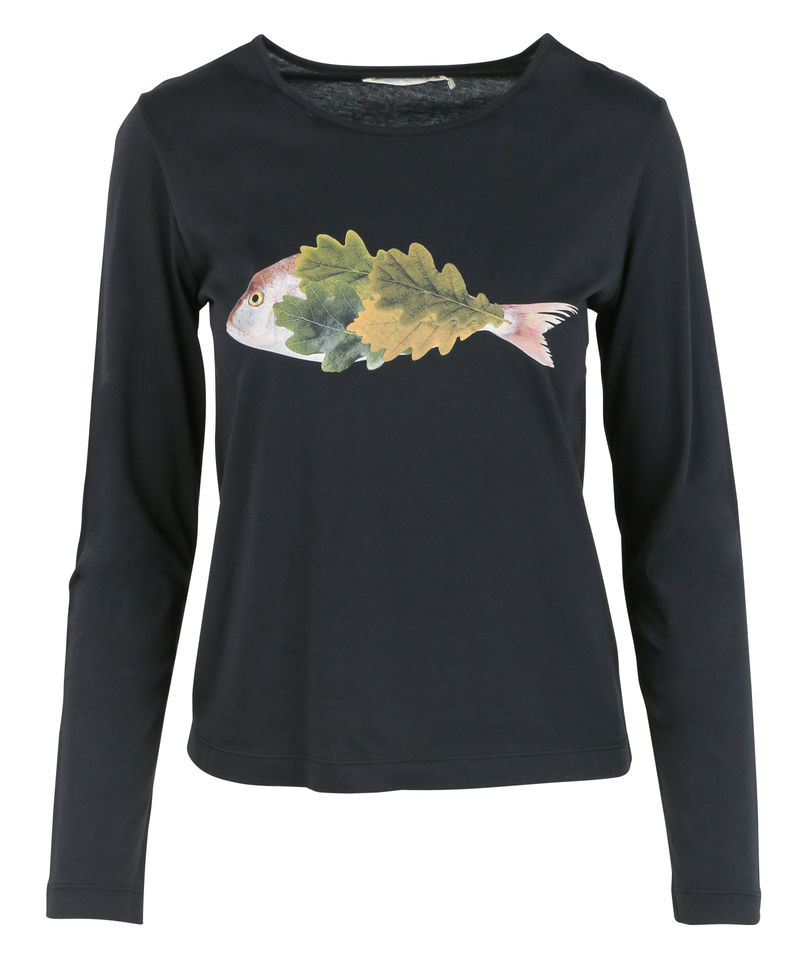 Tee-shirt droit col rond en coton | Noir