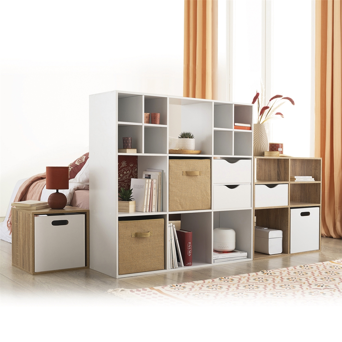 Etagère 4 cases blanche ou bois