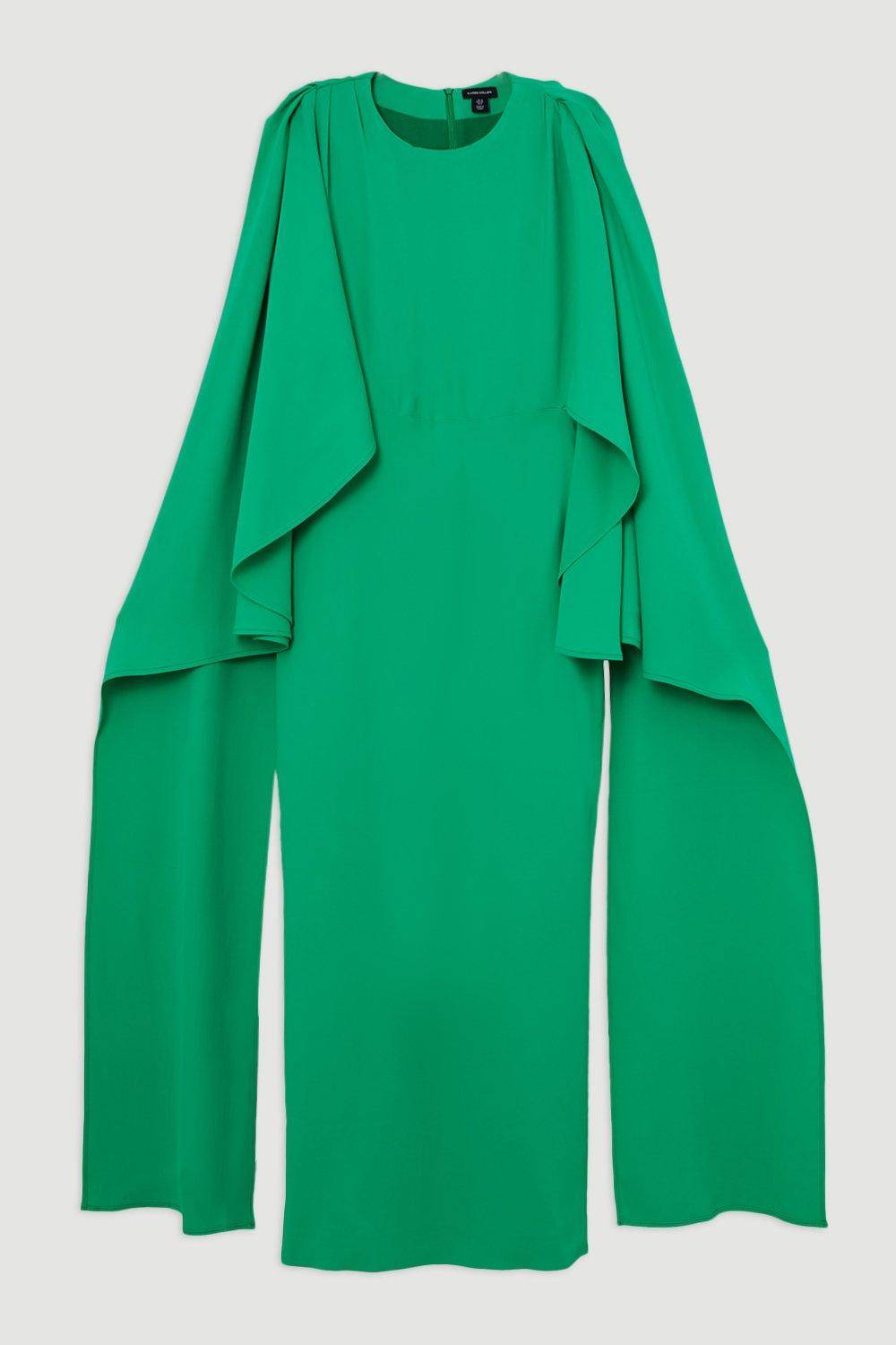 KarenMillen Robe maxi petite compacte stretch en viscose avec détail de cape