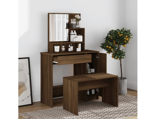 VIDAXL - Ensemble de coiffeuse chêne marron 86,5x35x136 cm