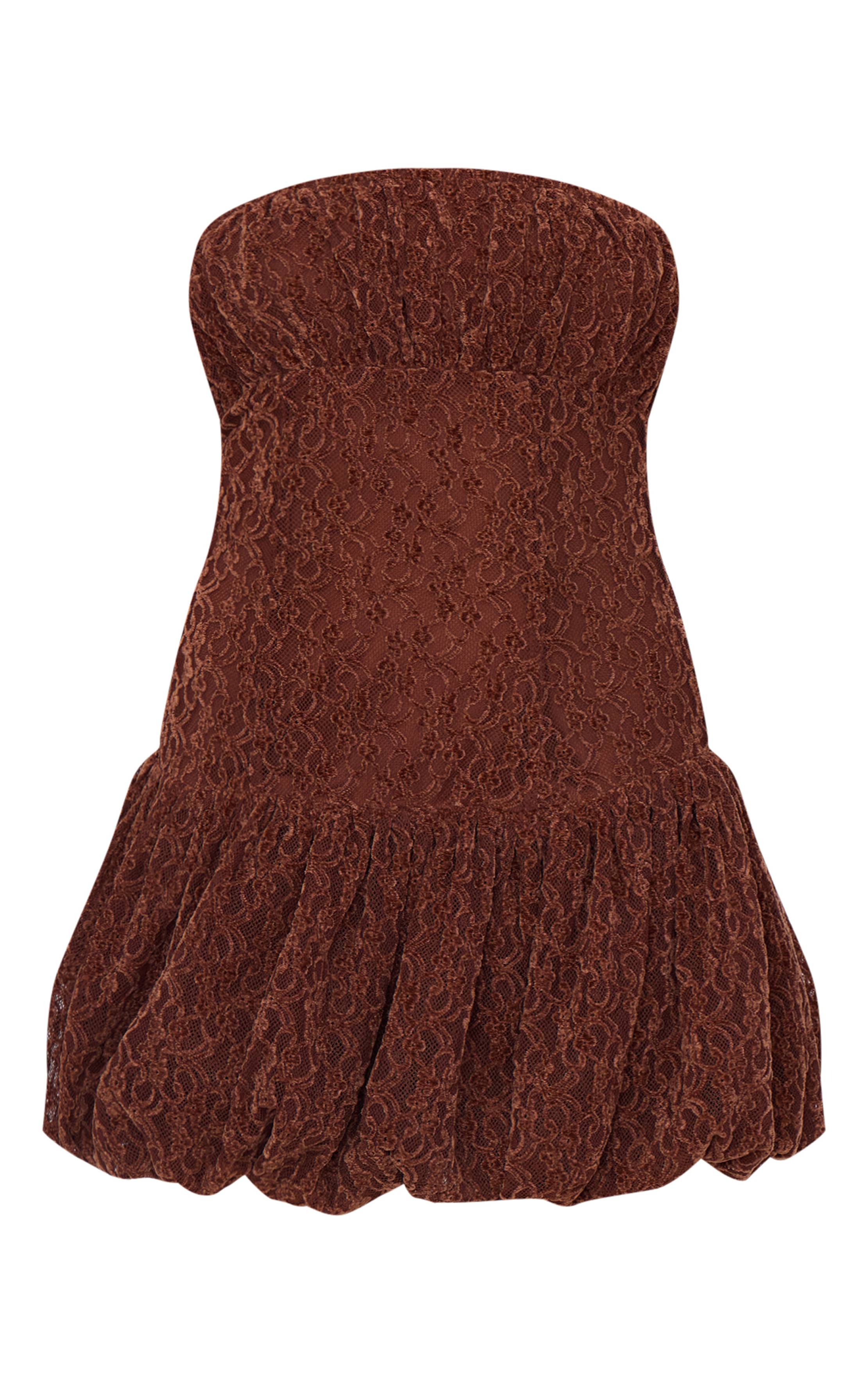 Robe Mini Bandeau En Dentelle Froncée