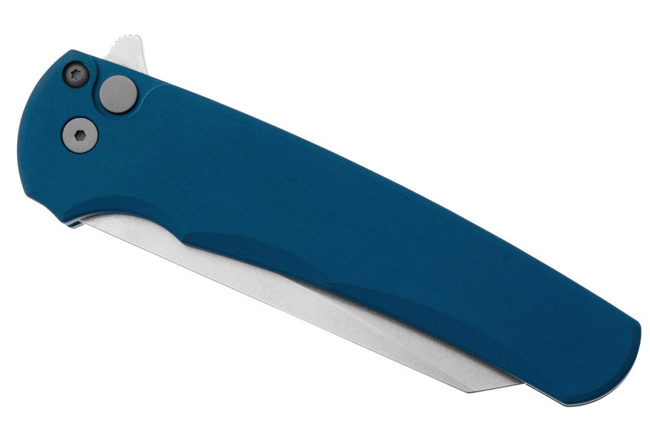 Pro-Tech Malibu 5401-BLUE Stonewashed MagnaCut Reverse Tanto, Blue Aluminum zakmes