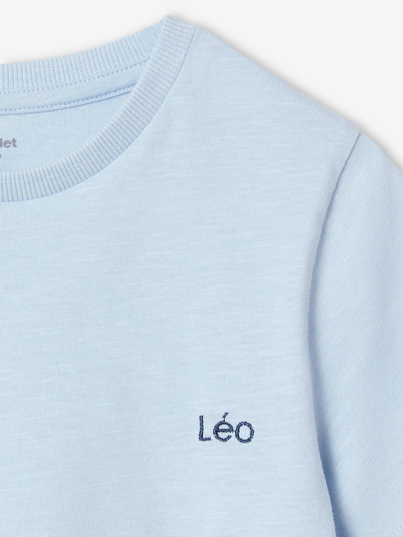 Camiseta de manga curta personalizável para meninos, azul claro