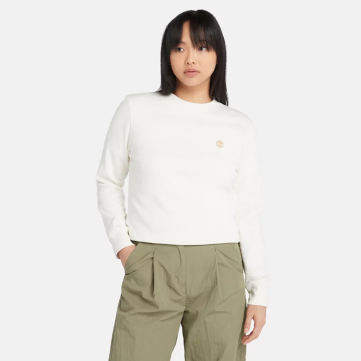 Sweat à col rond et envers brossé pour femme en blanc