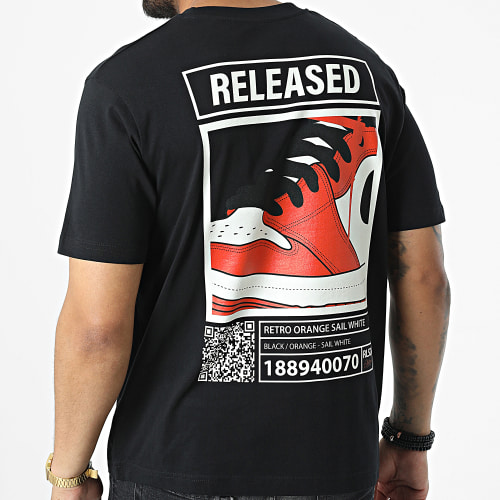 Tee Shirt Oversize Large Released Orange Noir