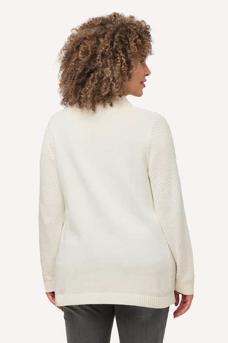 Pullover, Strukturstrick, Zopfmuster, Rundhals, Langarm