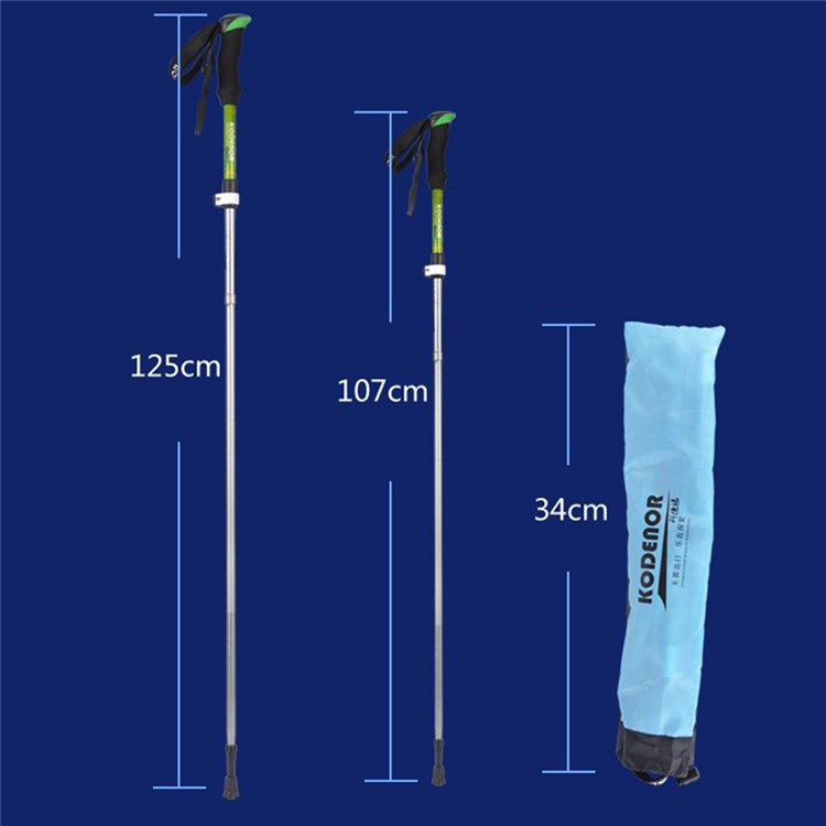 (2er Set) Faltbarer Aluminium Trekking Wanderstock Nordic Walking Stock Verstellbar mit Transporttasche - Blau / Silber