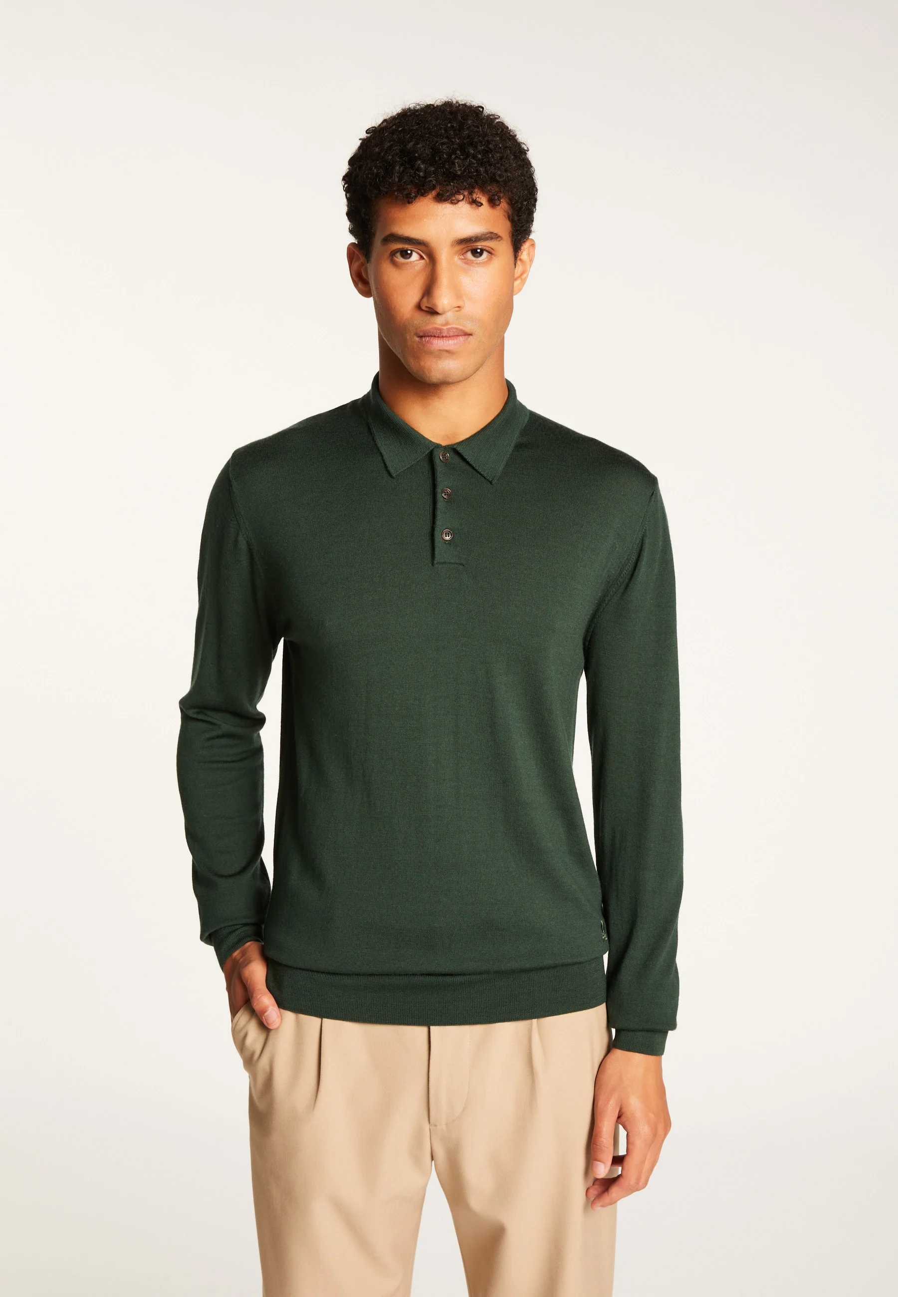 ENIAH24 - Pull col polo en laine mérinos | Vert