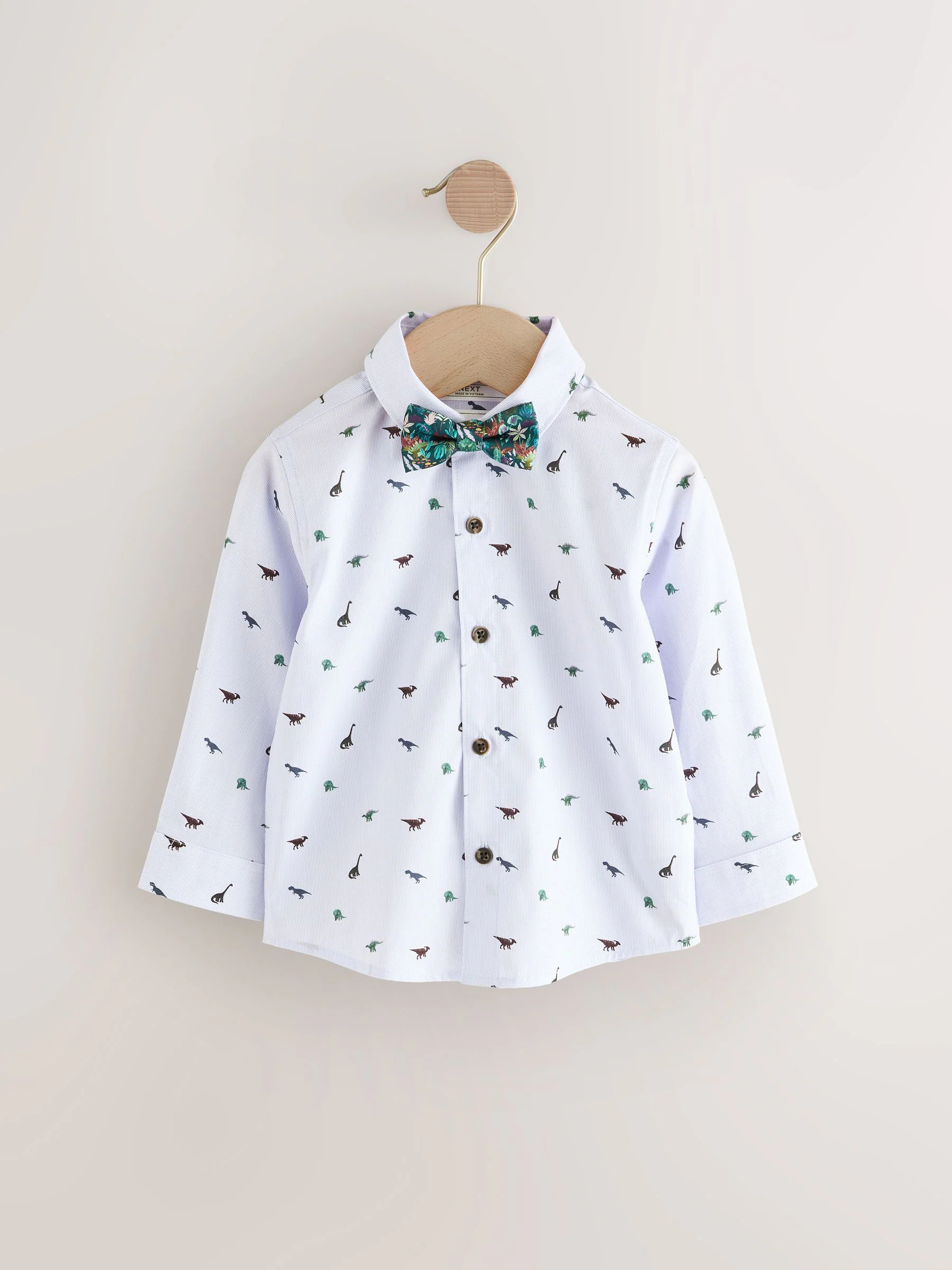 Marineblauw met dinosaurus - Set met gilet, overhemd en vlinderdas (3 mnd- 7 jr)