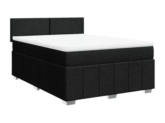 Sommier à lattes de lit avec matelas Noir 140x190 cm Tissu