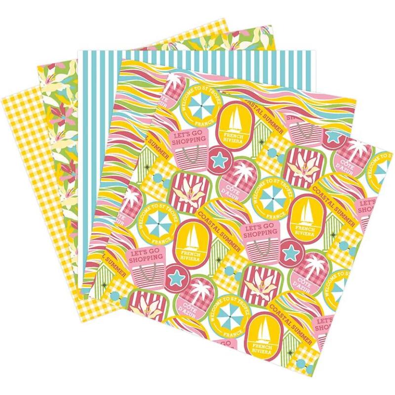 PAPIER IMPRIMÉ, Pochette de 5 feuilles 200g/m2 au format 30.5x30.5cm - Multicolore
