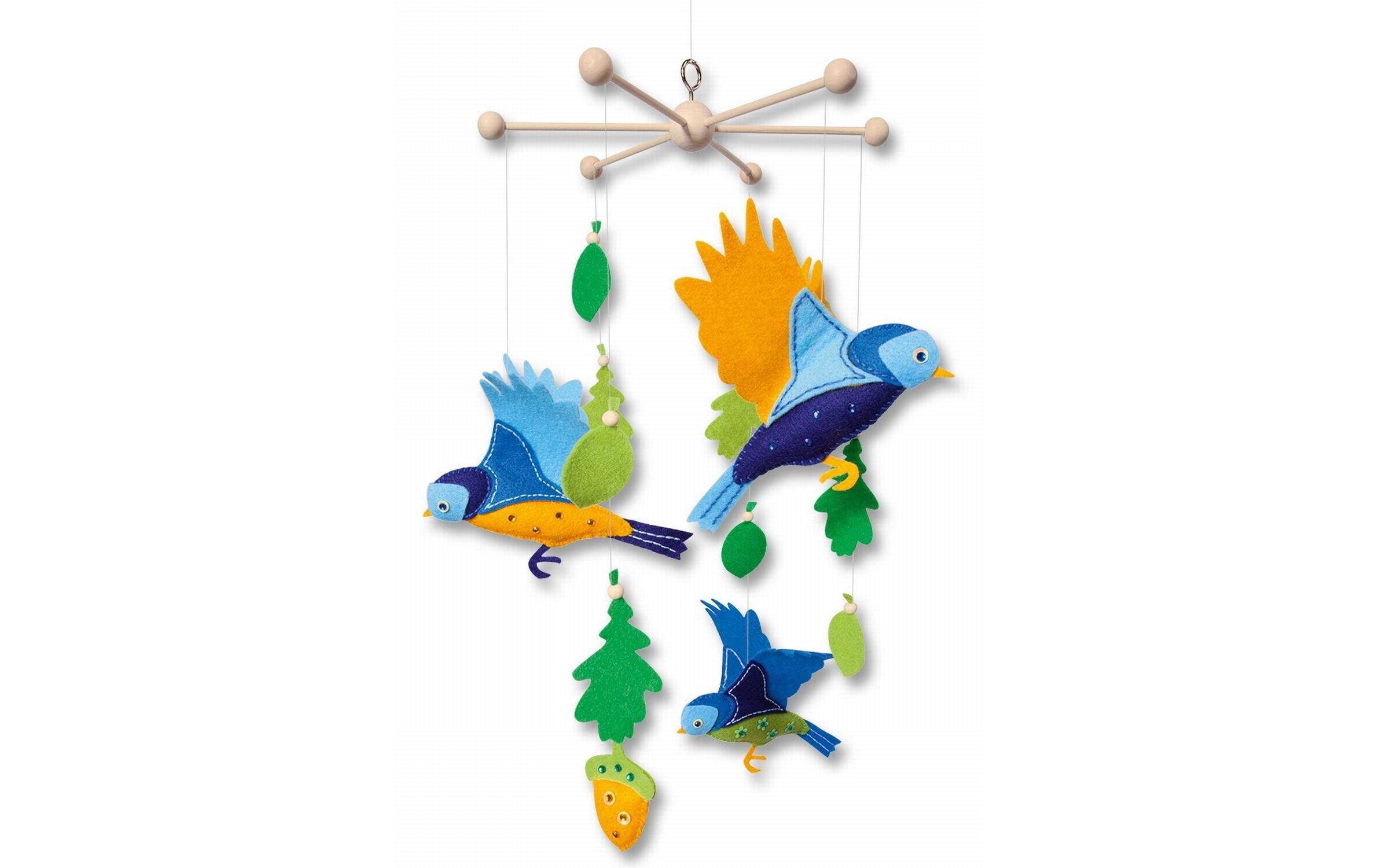 Mobile Vögel, Blau/Grün/GelbMobile Bastelset