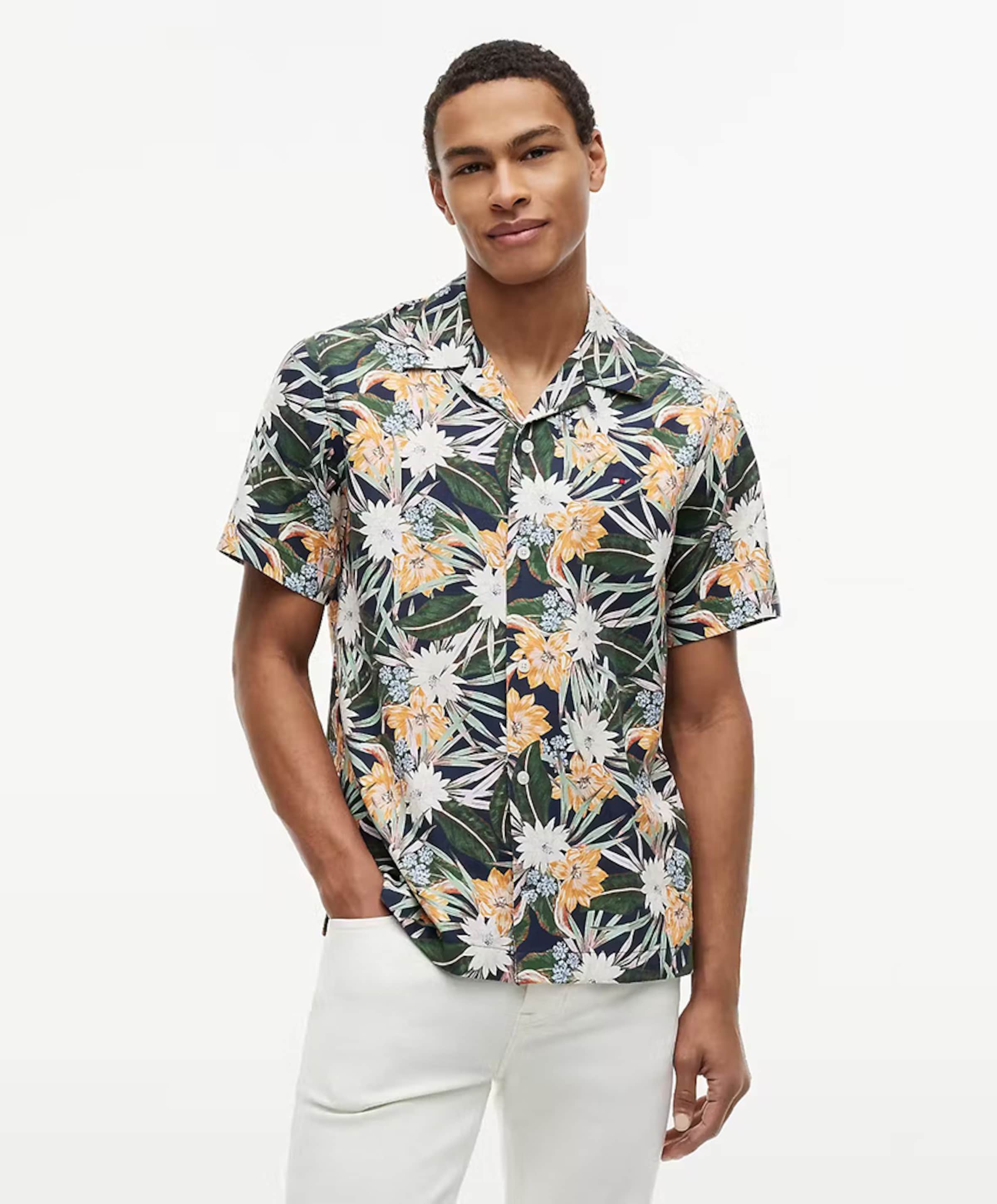 Tommy Hilfiger Heren overhemd korte mouw multicolor