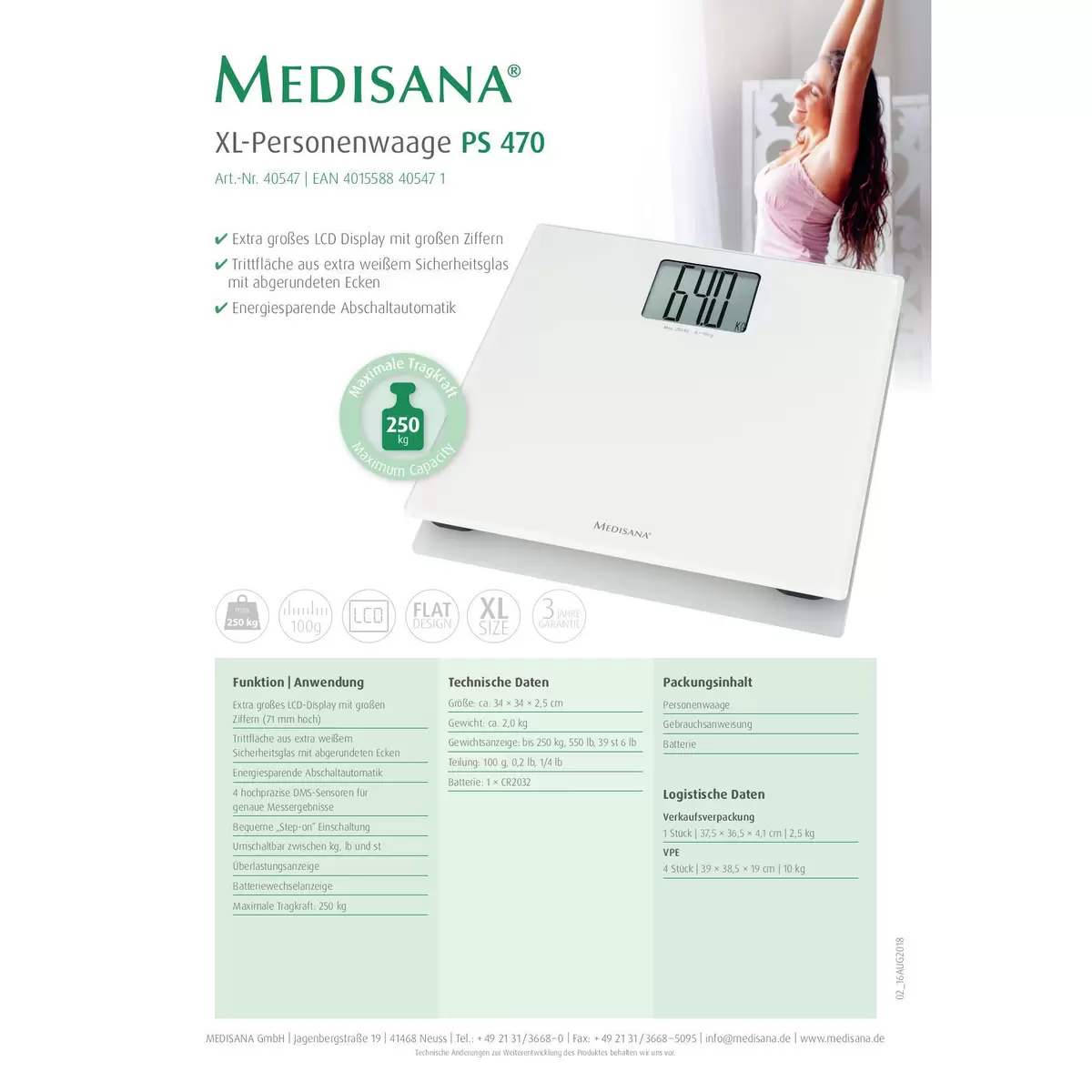 Personenwaage PS470 Medisana weiss