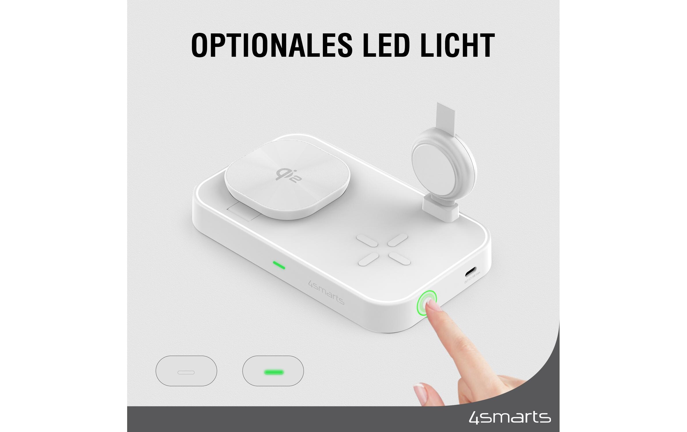 Wireless Charger Qi2 Weiss3-in-1 MagSafe-Ladestation mit inkludiertem Ladegerät und Apple Watch Charger