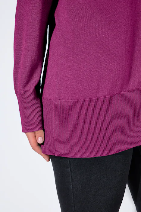 Strickjacke, V-Ausschnitt, Knopfleiste, Feinstrick, beere