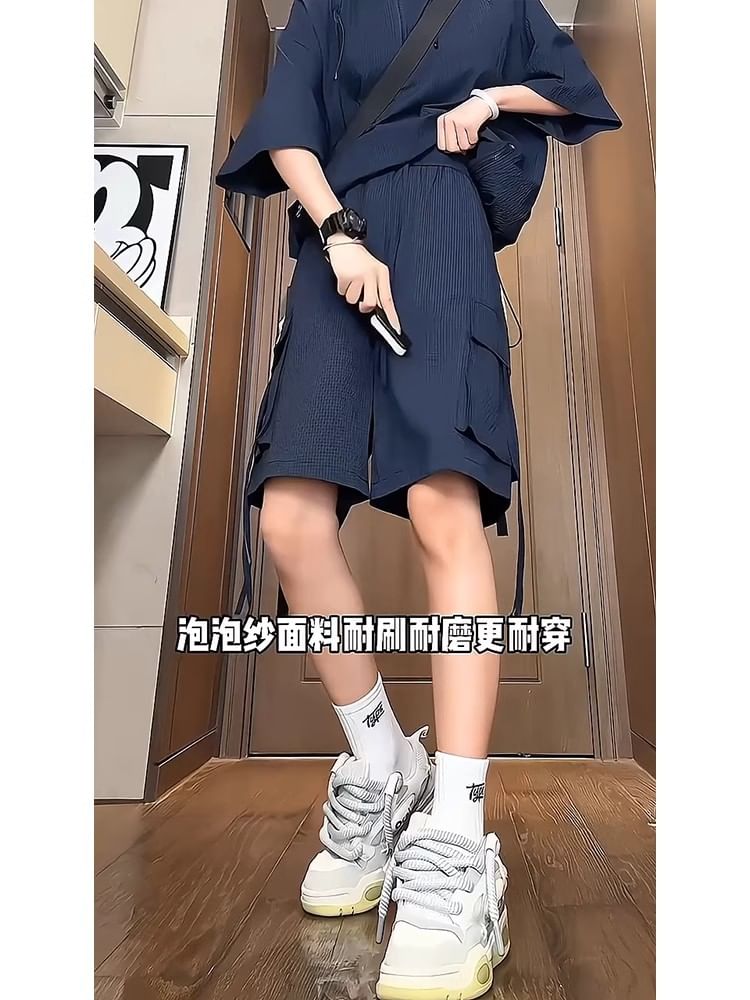 Posive - Mid Rise Plain Cargo Shorts