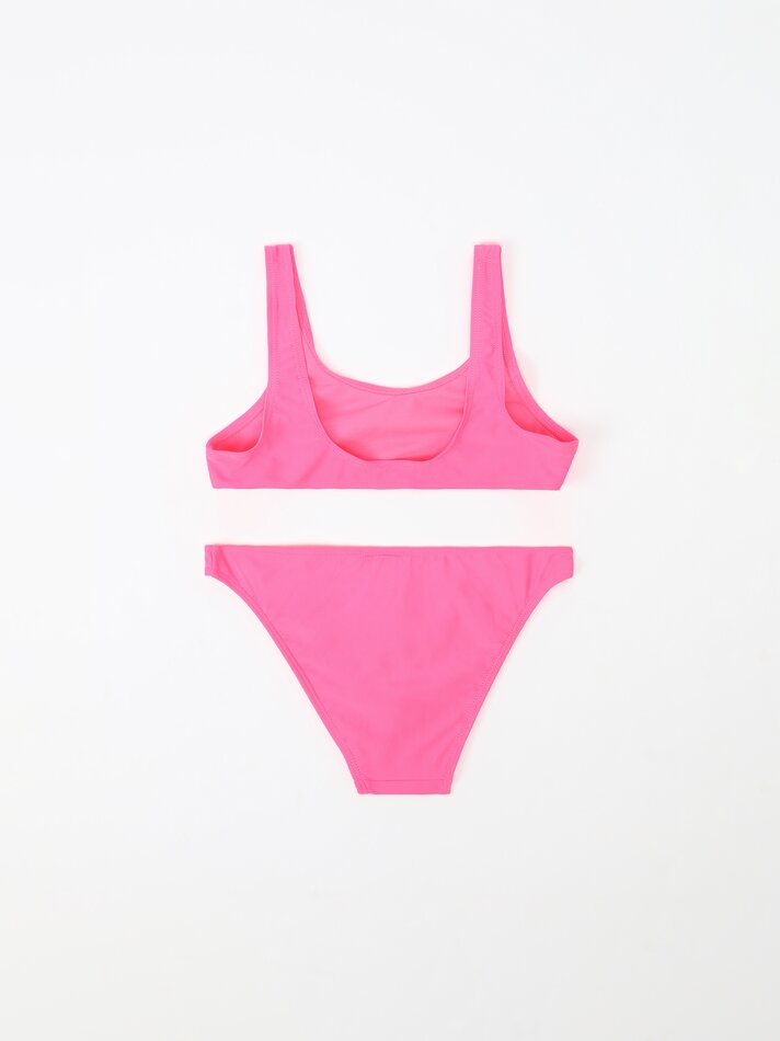 Conjunto básico de biquíni de duas peças - Fúcsia fluorescente