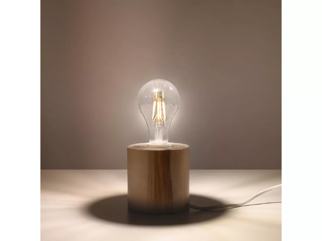 Sollux SALGADO Lampe de Table Cylindrique Lampe de Table Bois Naturel E27