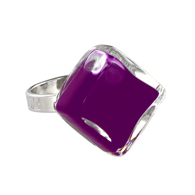 Bague en verre soufflé - Losange Nano Milk