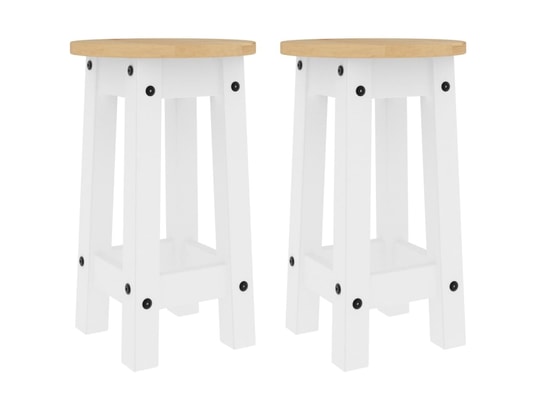 VIDAXL - Ensemble table et chaises Tabourets de bar lot de 2 blanc bois massif de pin
