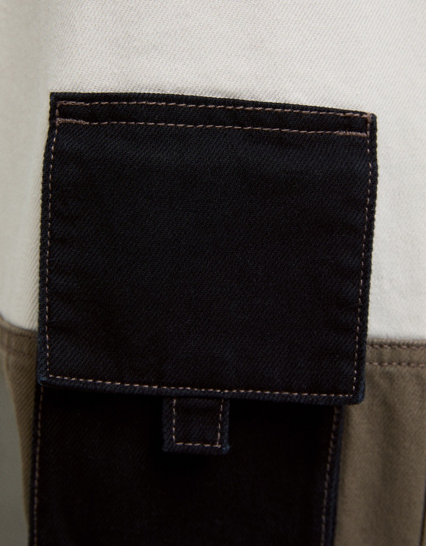 calça cargo color block