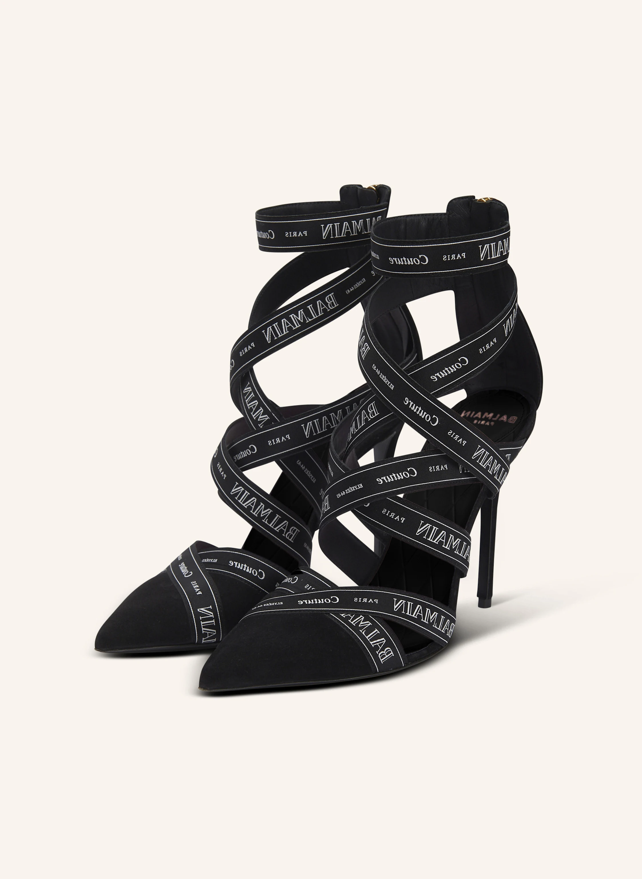 BALMAIN Sandalen Couture aus Wildleder mit Balmain Band-Muster