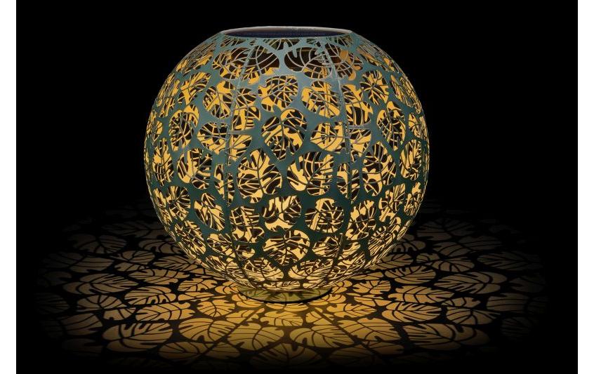 Windlicht Solar Antic Ball Monstera Ø 30 cm, DunkelgrünSolarleuchte zum Aufstellen