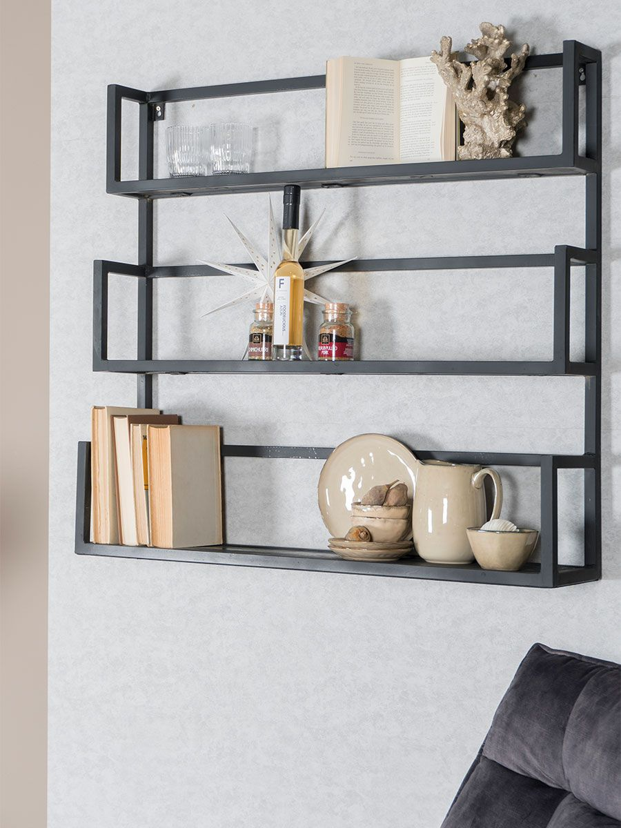 Wandplank Vintage Zwart - Trio Zwart/Zwart