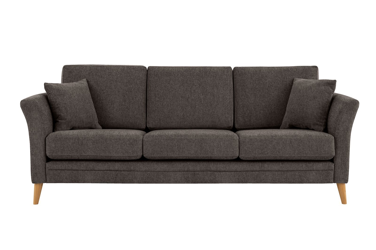 Eden 3-seter sofa Tekstil Thor 5 Brown med ben i eik natur (15137).