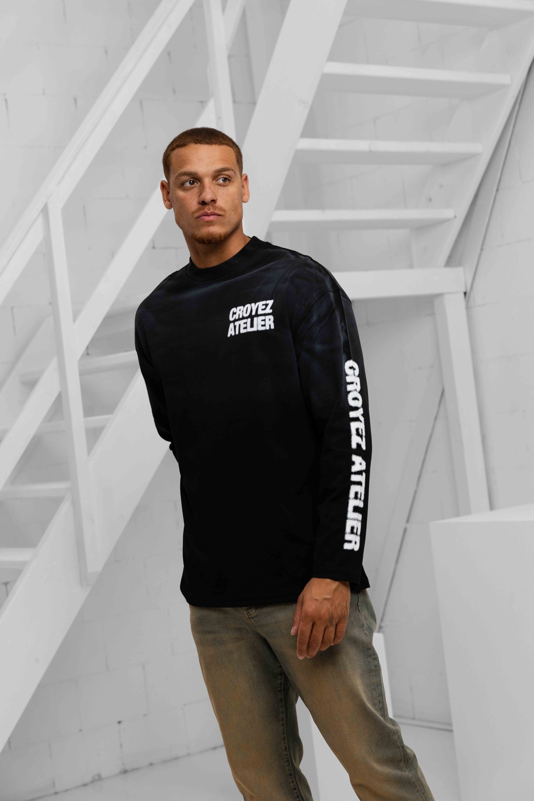 Croyez Sprayed Atelier Longsleeve T-Shirt Heren Zwart