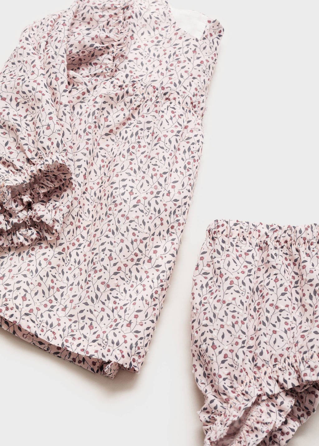 Mango Kids newborn baby jurk met bloomer roze/antraciet