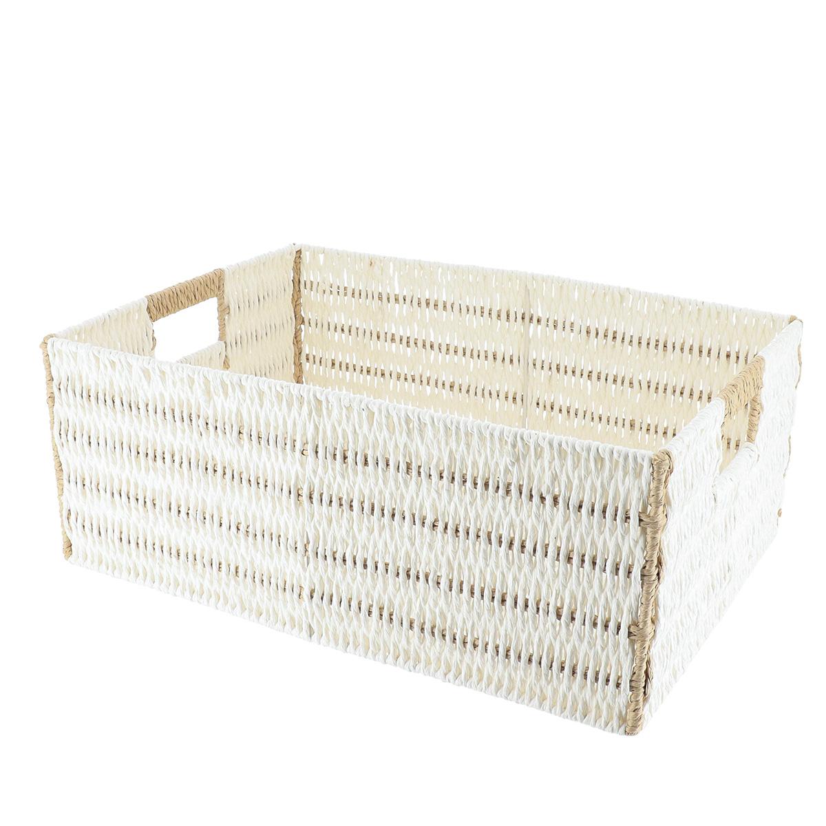 PANIERE PAPIER BICOLORE 44X31X17CM BLANC NATUREL