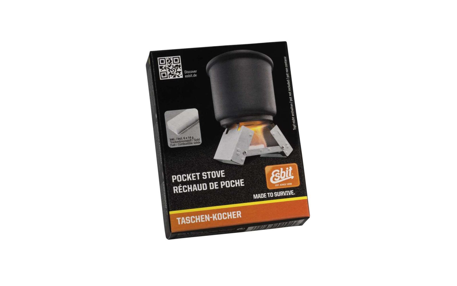 Esbit Taschenkocher mit Windschutzfunktion inkl. 20 x 4 g Trockenbrennstoff-Tabletten