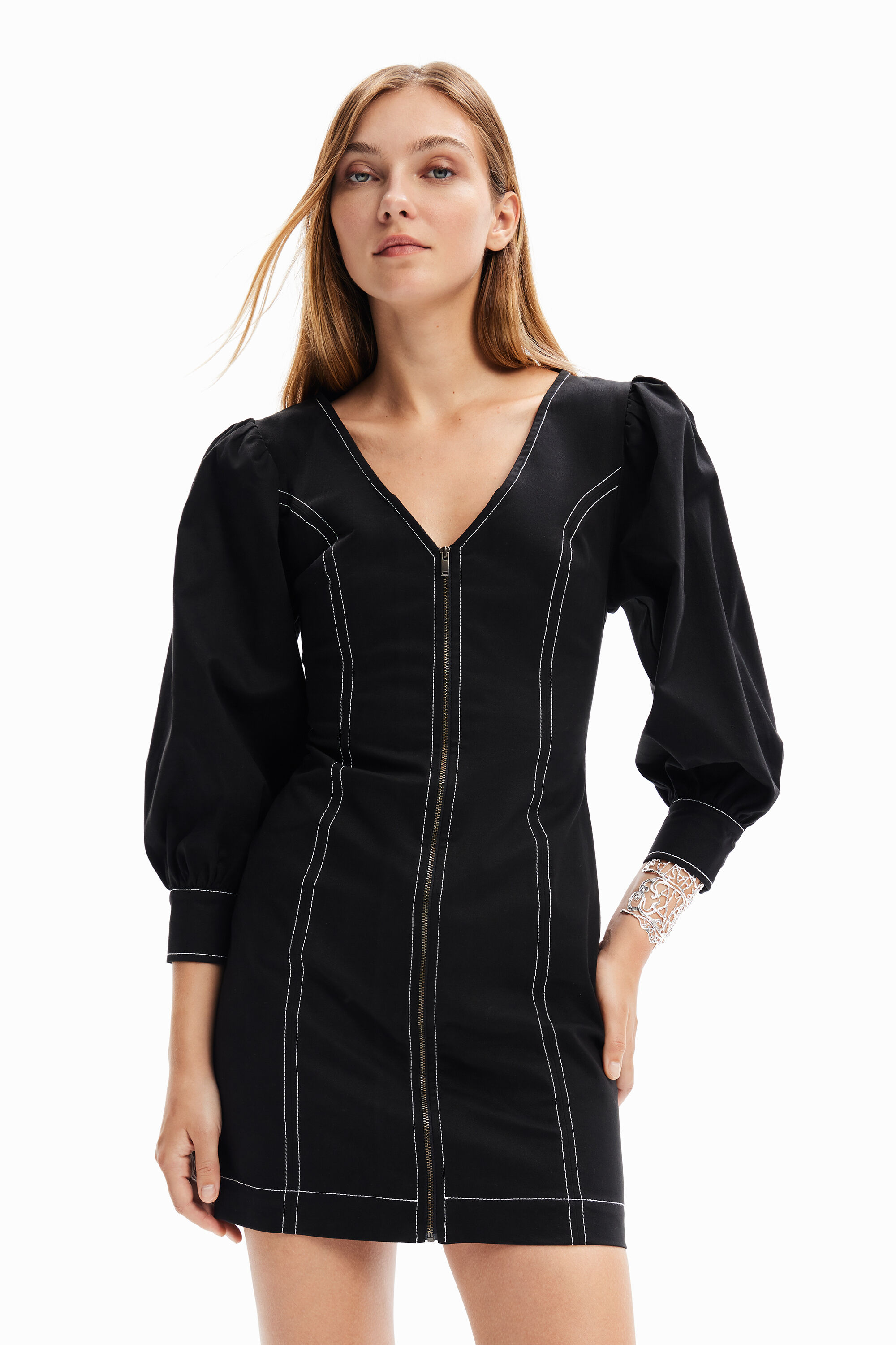 Robe courte ajustée fermeture Éclair