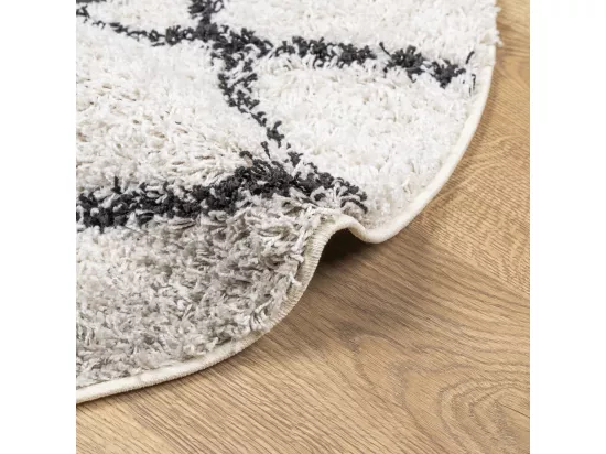 Tapis shaggy à poils longs moderne crème et noir ø 160 cm