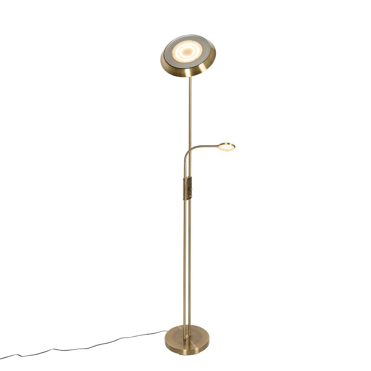 Vloerlamp brons incl. LED en dimmer met leeslamp - Fez