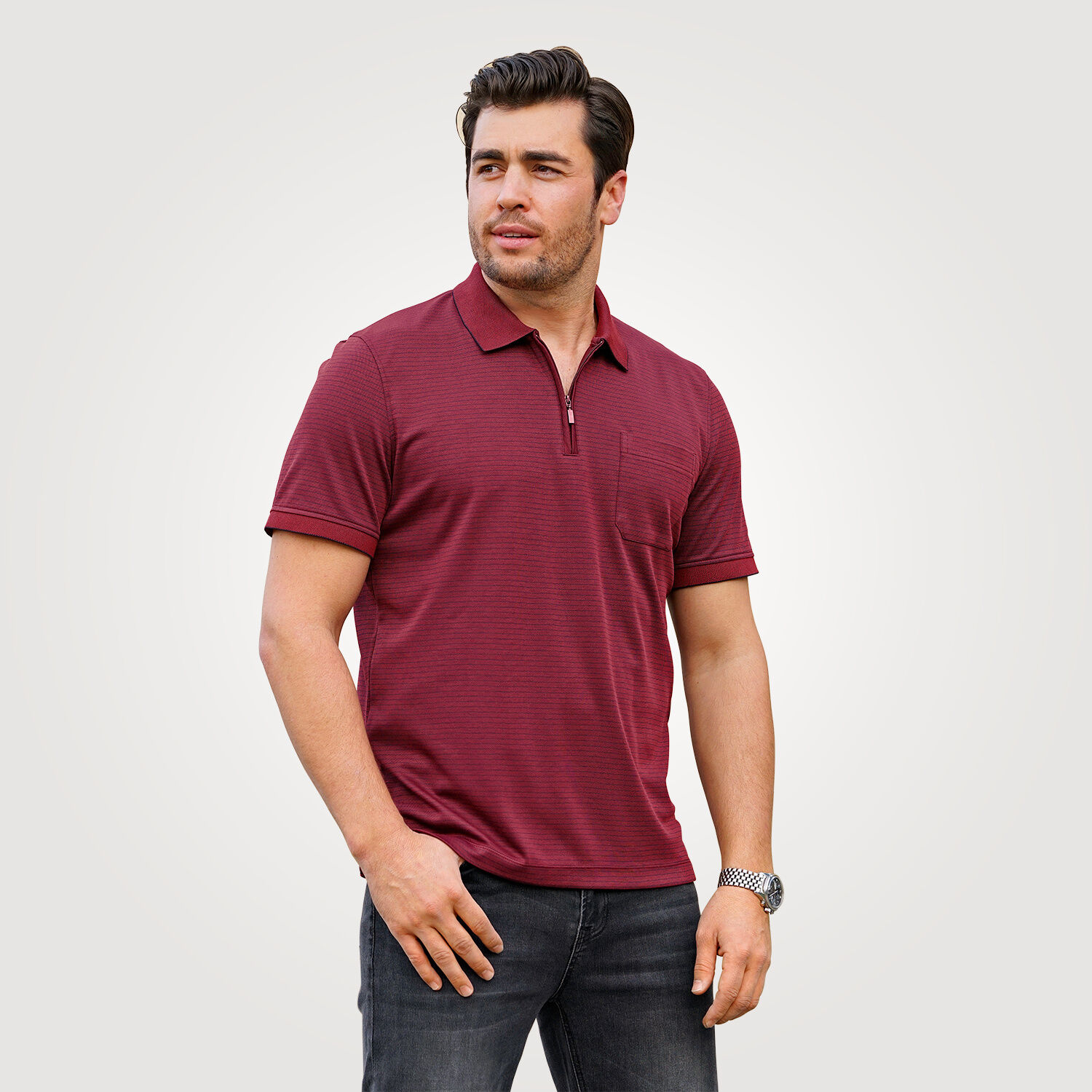 Poloshirt Herren mit Reissverschluss