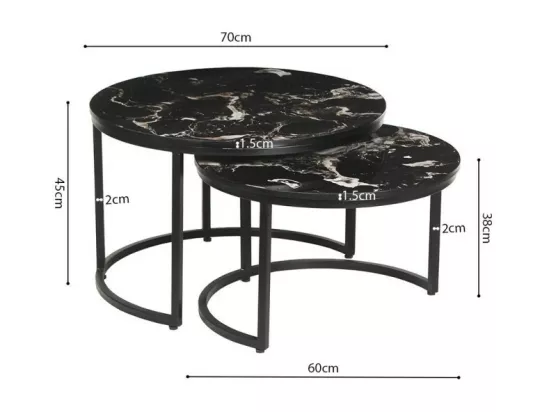 Table basse collection NAZARI. Meuble type CONTEMPORAIN. Pierre aspect marbre noir.
