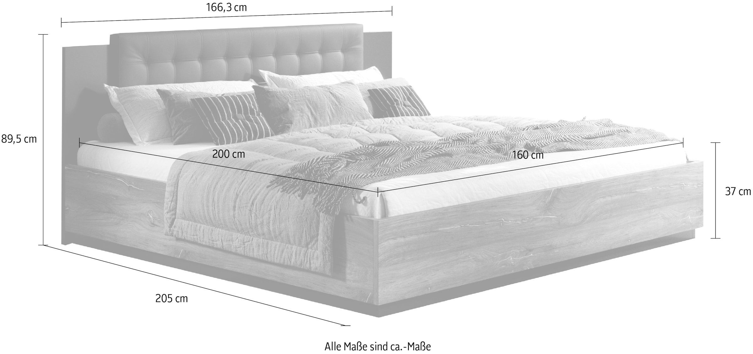 Home affaire Bettgestell »Sigma« Doppelbett in zwei Breiten mit gepolstertem Kopfteil