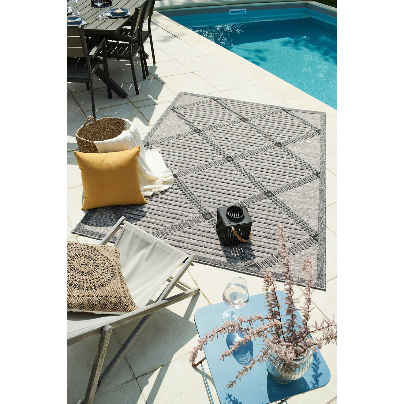 Nazar Rugs Tapis d'extérieur Acapulco 1672 gris  - 120x160 cm