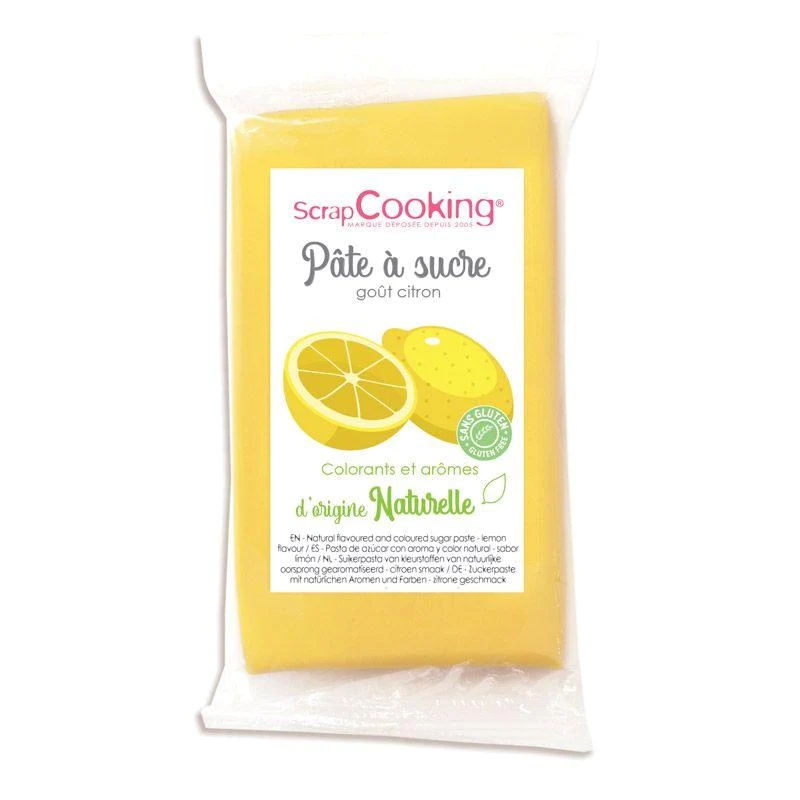 Pâte à sucre jaune 250 g sans gluten - arôme citron Scrapcooking