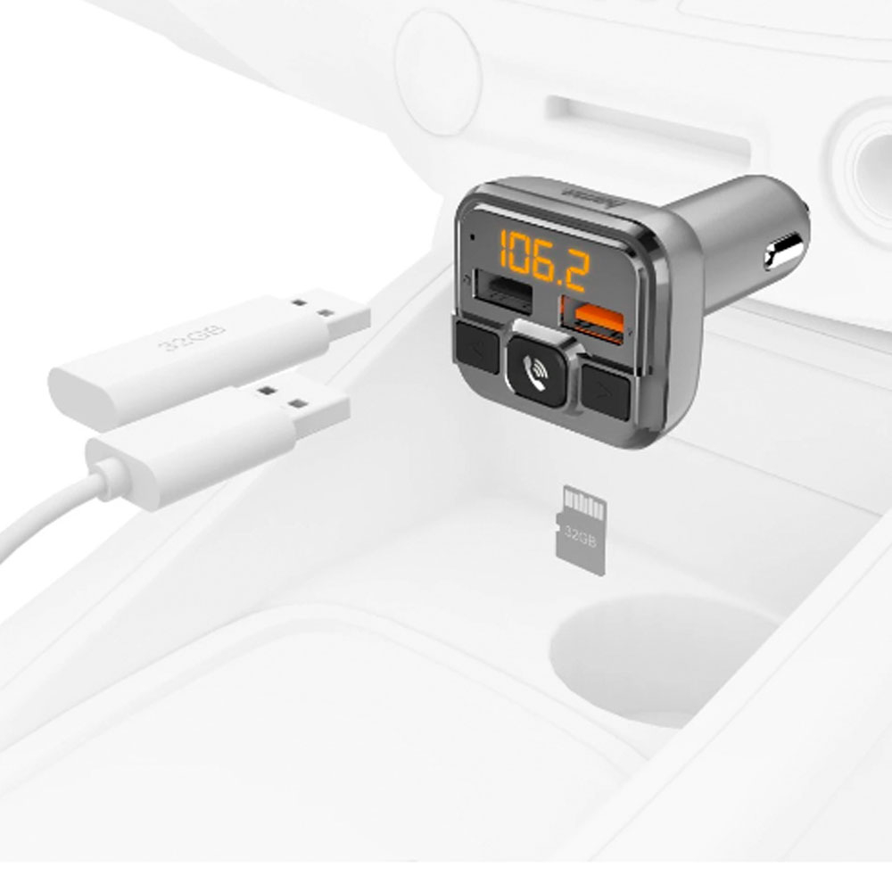 (3A) Auto FM Dual USB Audio Transmitter Bluetooth Freisprecheinrichtung (00014165) - Schwarz