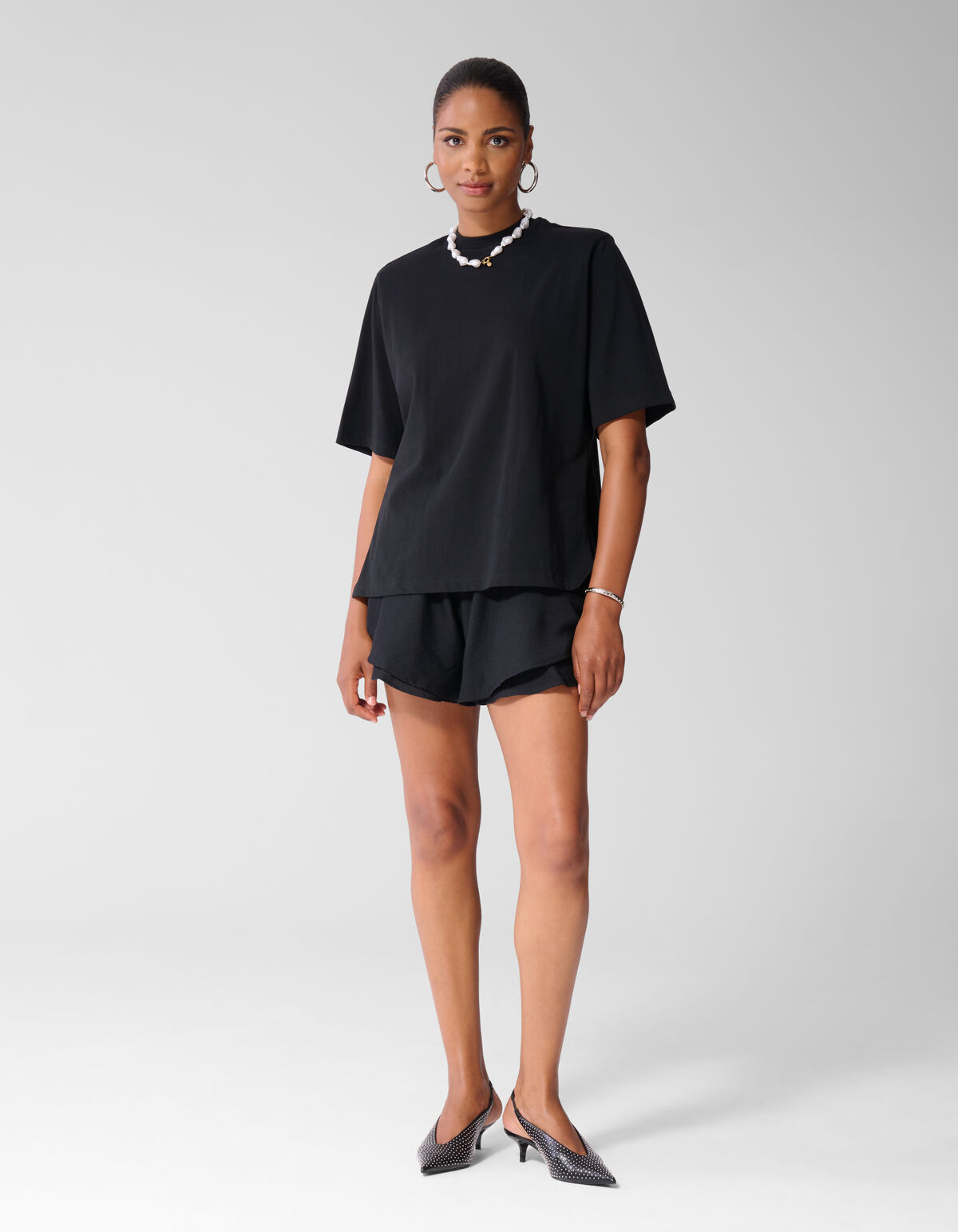 Ruffled Short Zwart