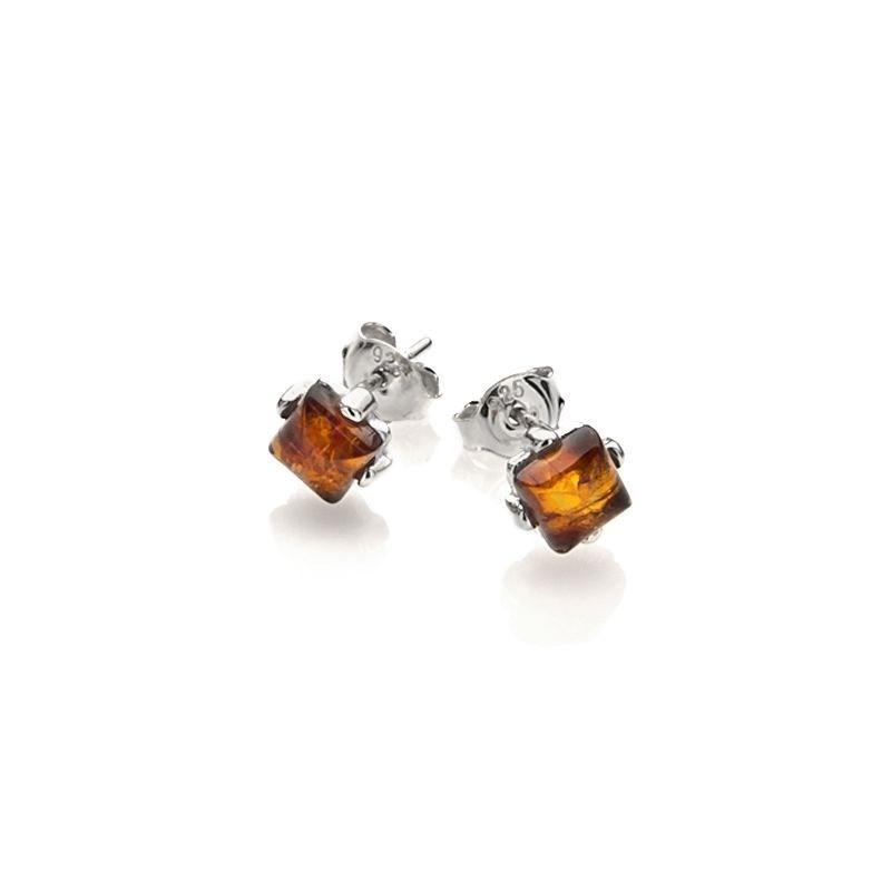 Boucle d'oreille argent 925 Ambre veritable de la mer Baltique